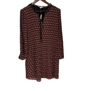 Joe Fresh Long Sleeve Dress with Black and Red Pattern